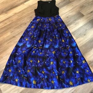 Melrose Social Formal Blue Gold Black Maxi Dress